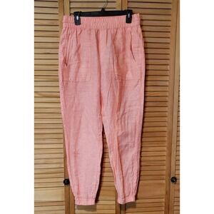 Athleta Retreat Linen Jogger Sunset Glow Pink Coral Relaxed Fit Pockets - Size 4